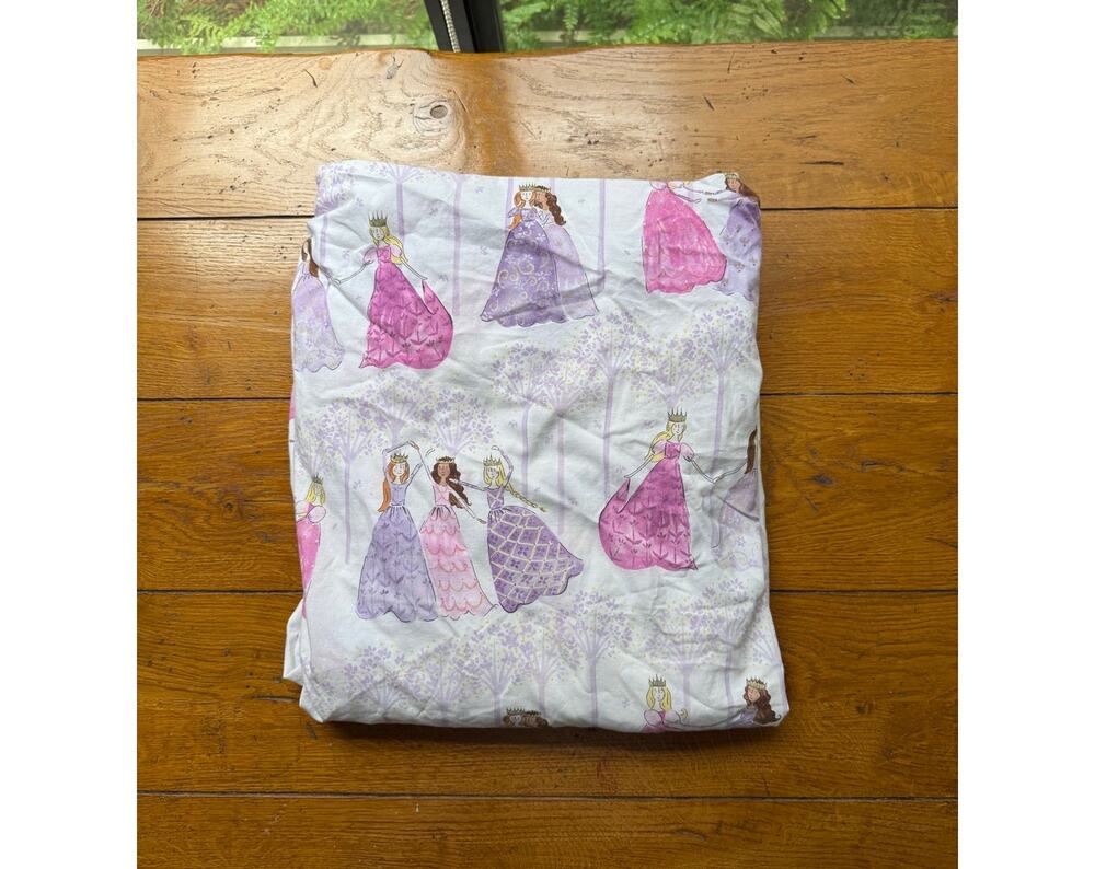 Pottery Barn Kids Princess Twin Fitted Sheet Pink Pink Purple Princesses Cotton